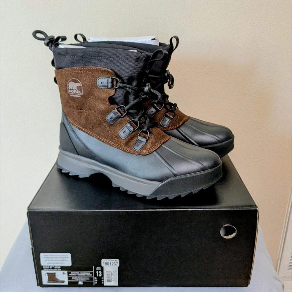 New Sorel Men's Scout 87 XT Waterproof Boots Brown Black Size 13